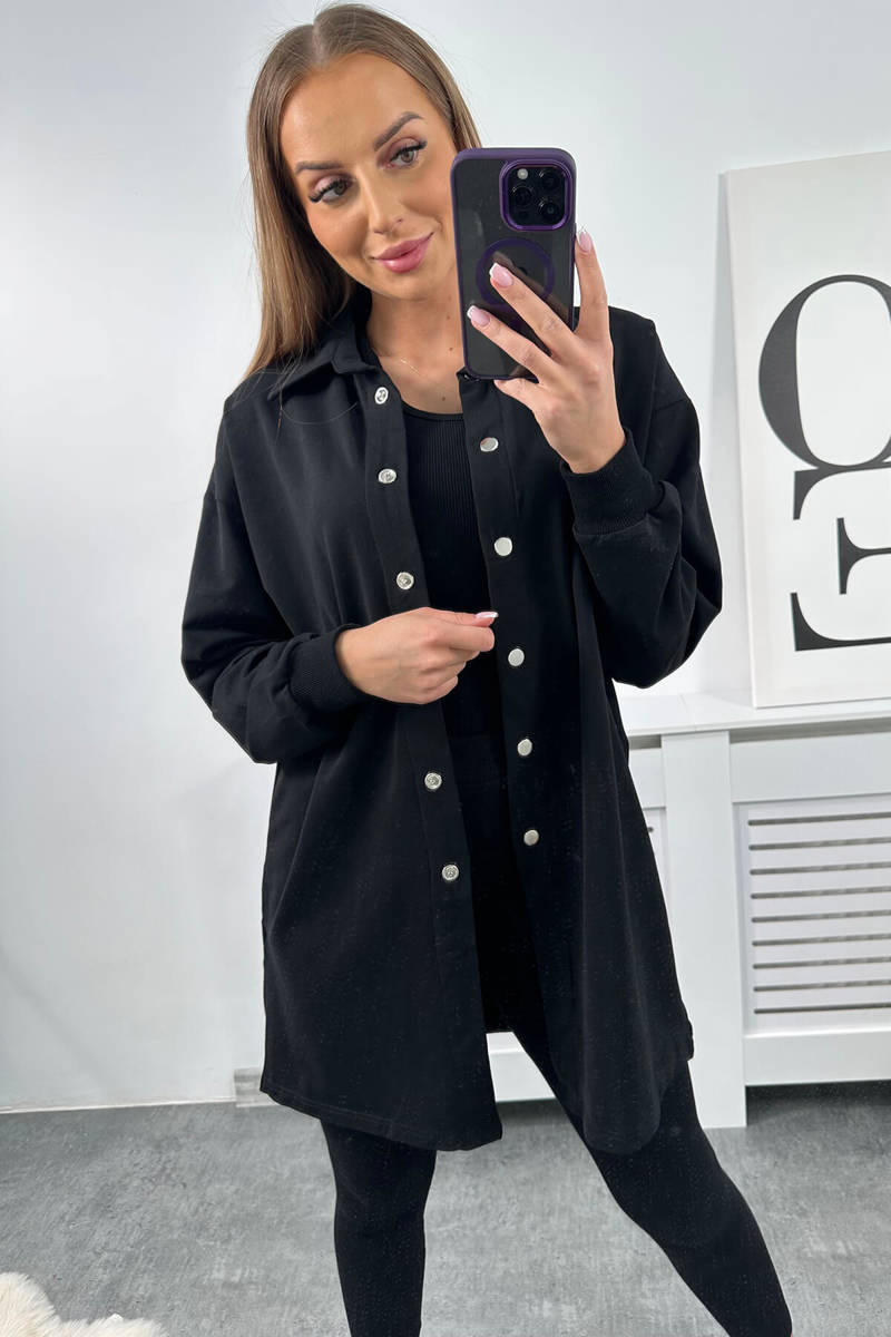 3-piece set sweatshirt, top and leggings black - Image 2