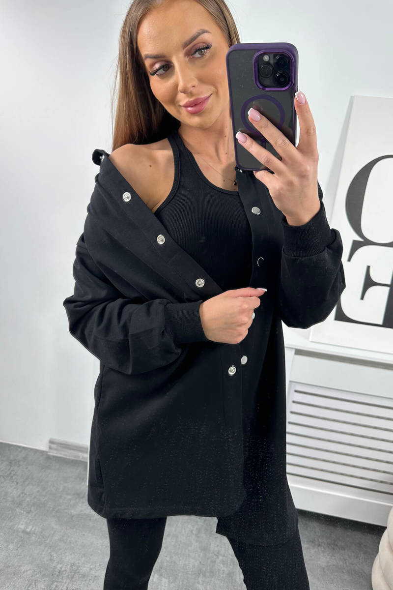 3-piece set sweatshirt, top and leggings black - Image 5