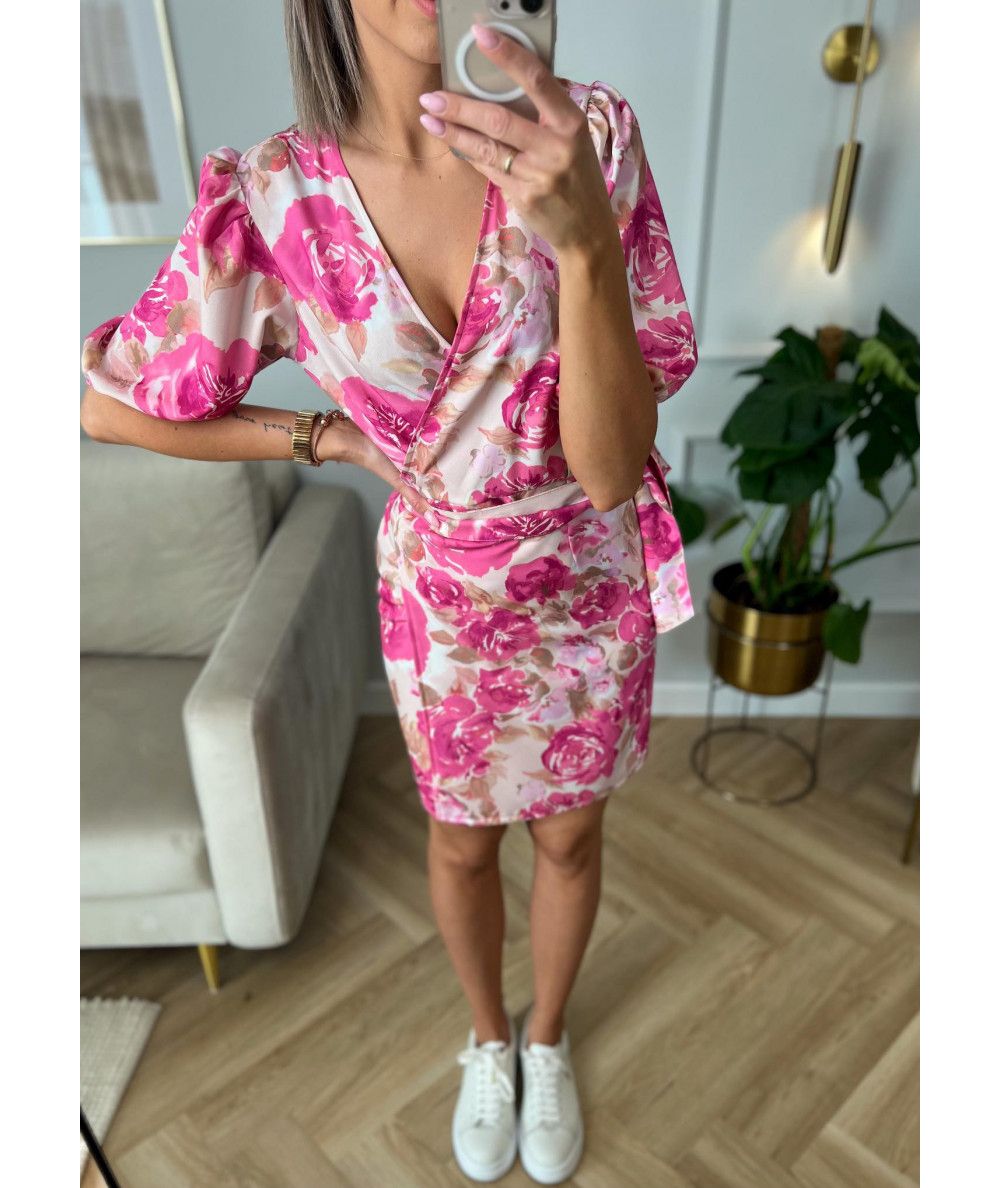 DRESS WITH PINK BEIGE FLOWERS - Image 2