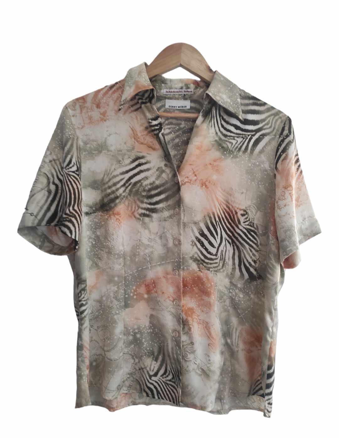 Vintage Zebra Patterned Short Sleeve Blouse - Image 2