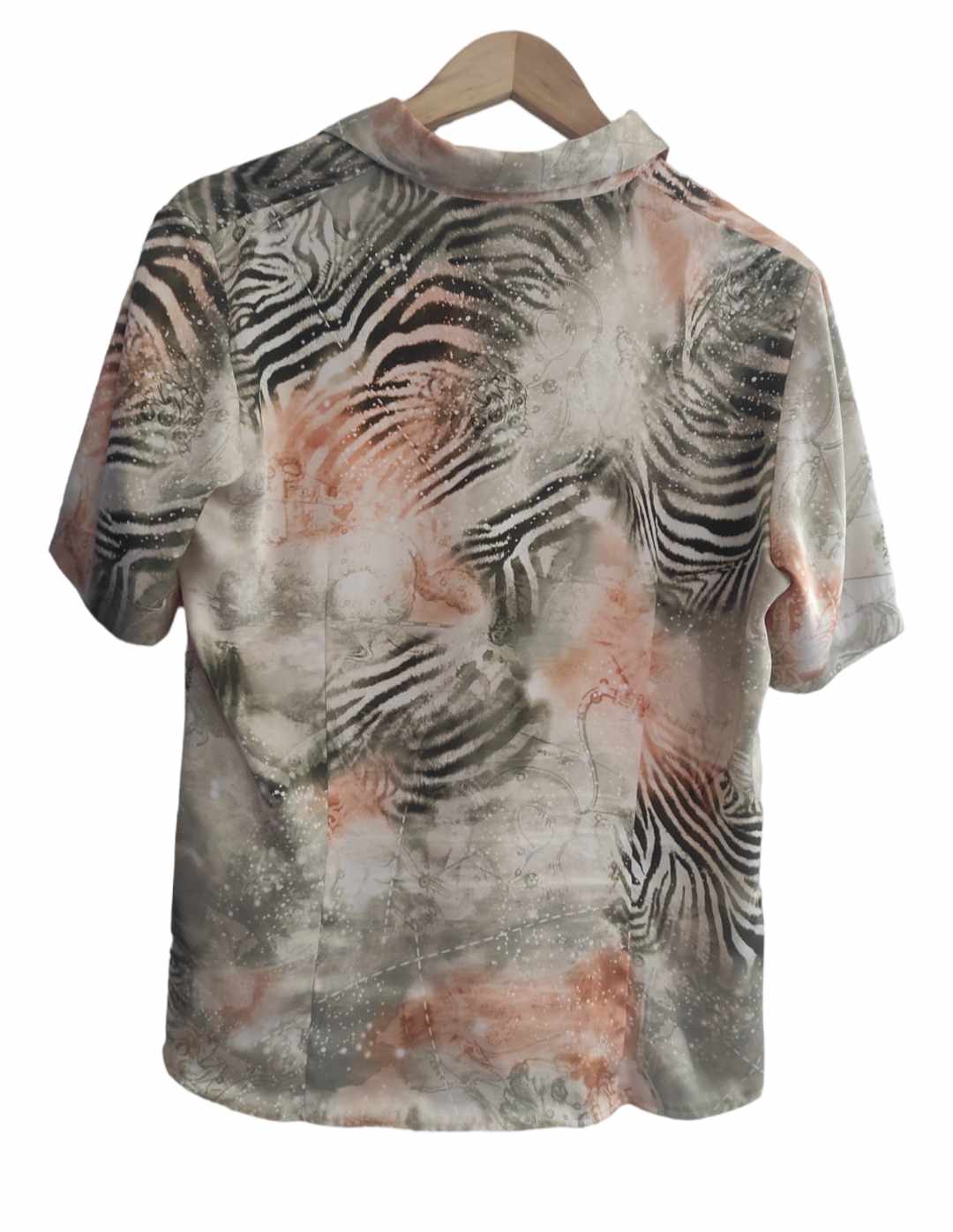 Vintage Zebra Patterned Short Sleeve Blouse - Image 3
