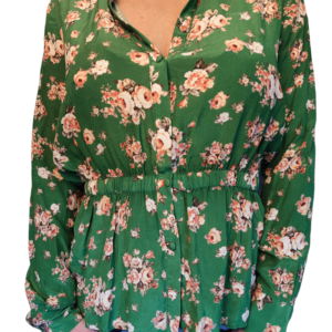 Green Rose Print top/shirt XS-S