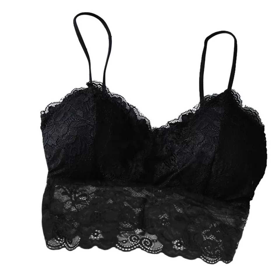 Women's top/bra with thin straps black - Image 2