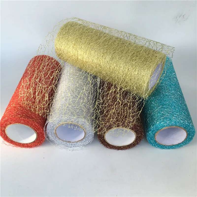 Tulle Roll ,fabric ribbon gold - Image 2