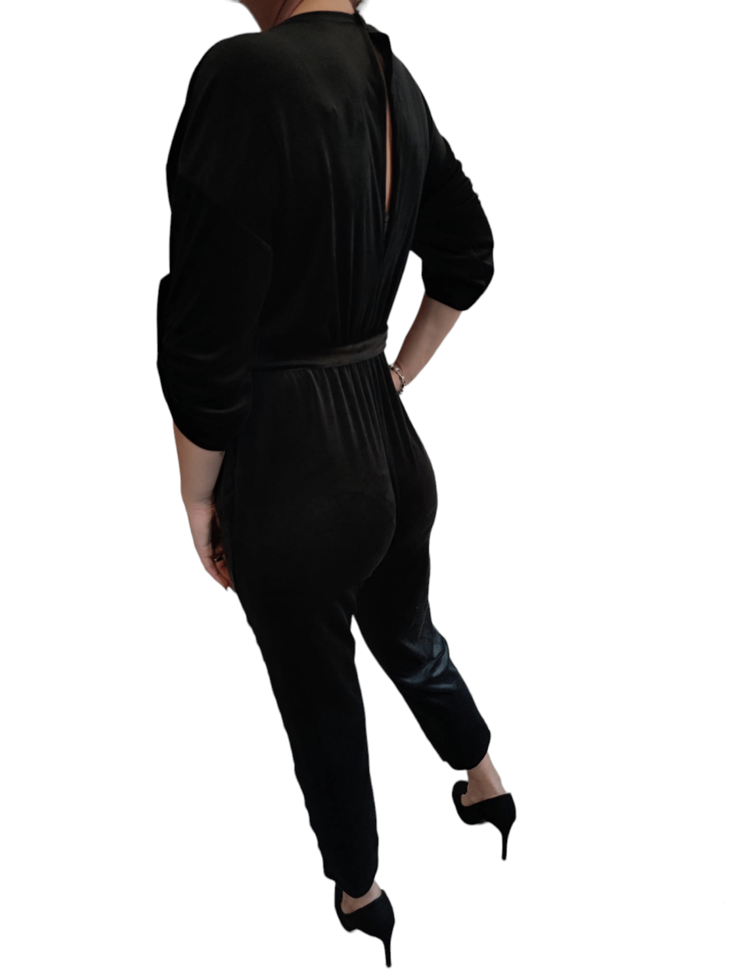 Surplice neck velvet jumpsuit - Image 3