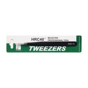 Straight eyelash tweezers, black ESD-12