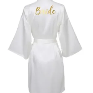 Self Belted Satin Bride Robe M