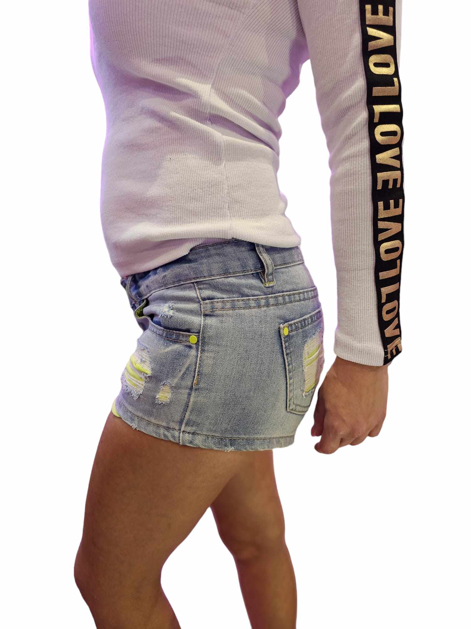 Women's blue neon yellow Shorts XS-34 - Image 5