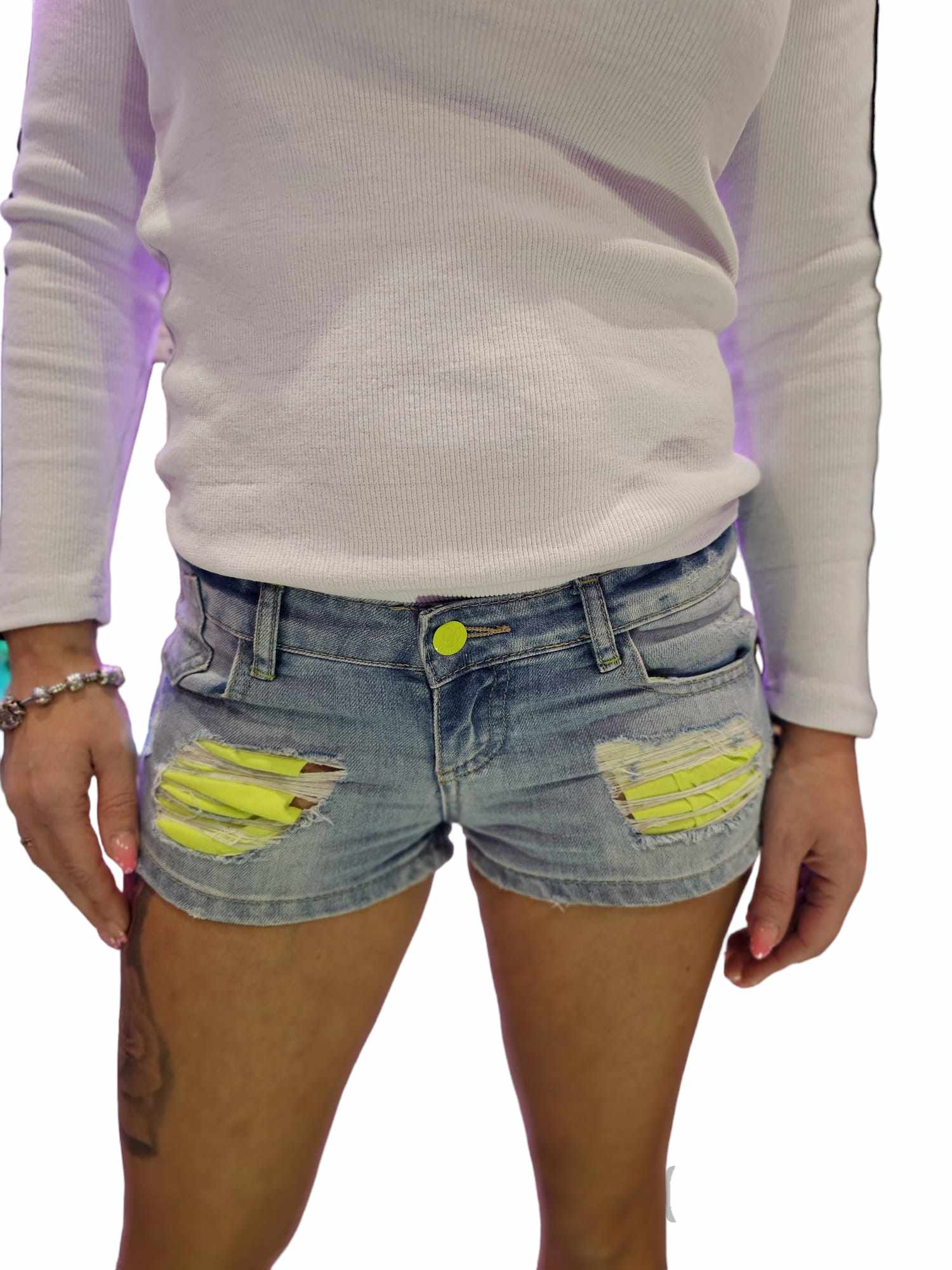 Women's blue neon yellow Shorts XS-34 - Image 3