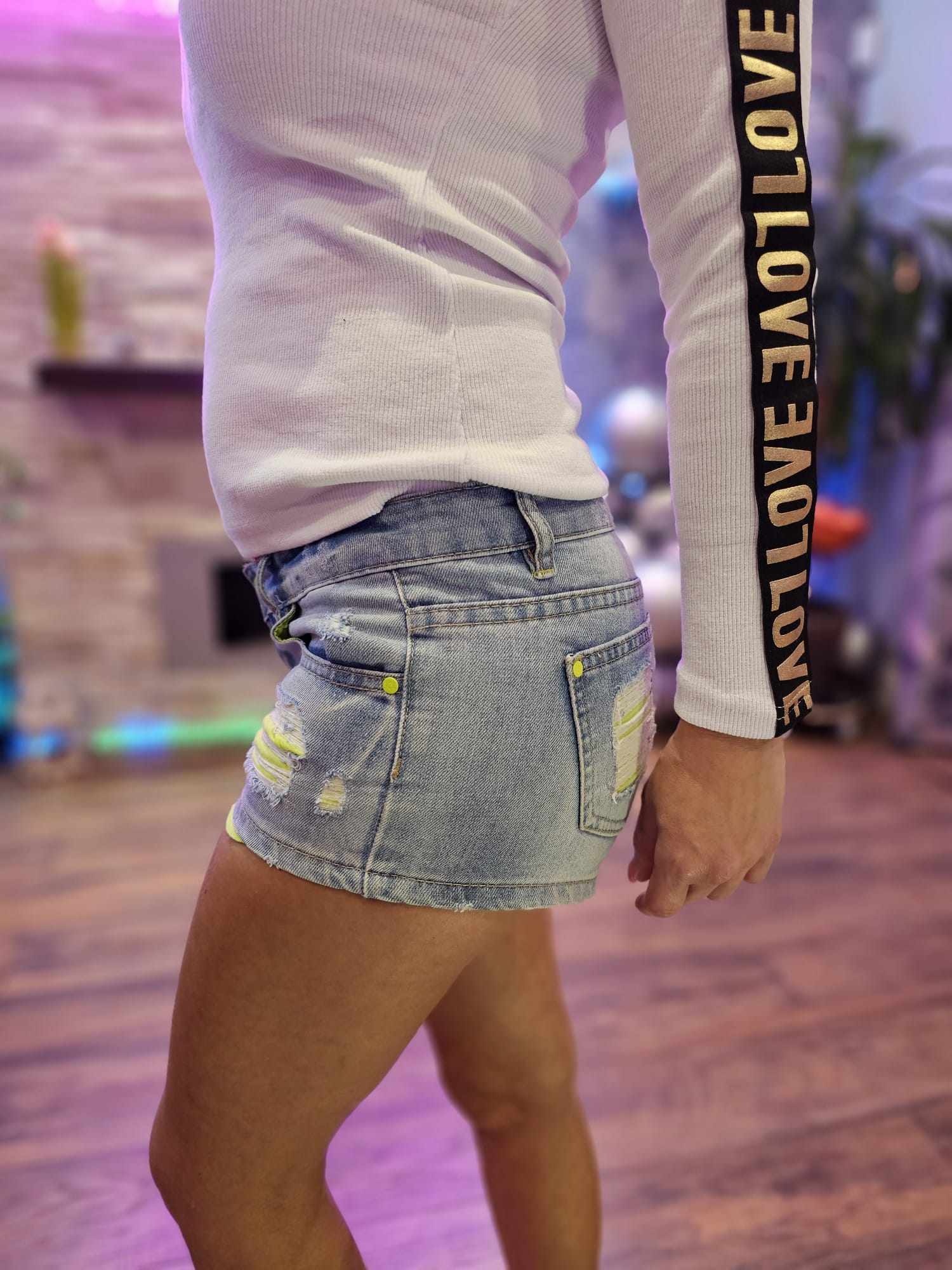 Women's blue neon yellow Shorts XS-34 - Image 2