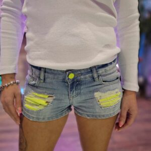 Women's blue neon yellow Shorts XS-34