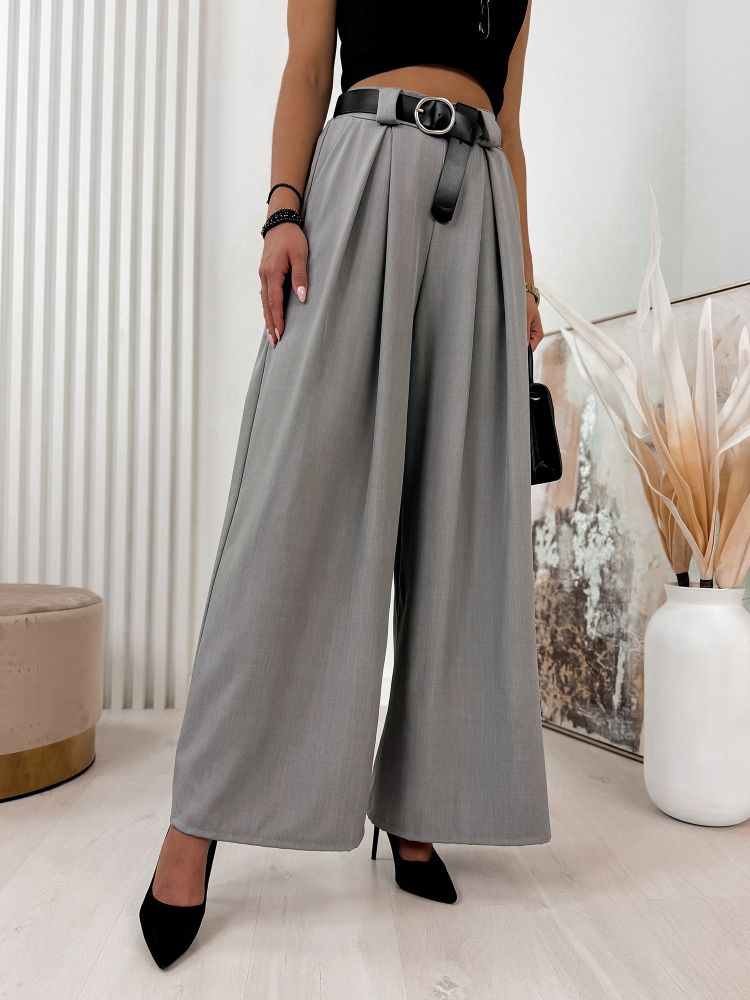 Gray wide leg trousers - Image 2