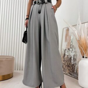 Gray wide leg trousers