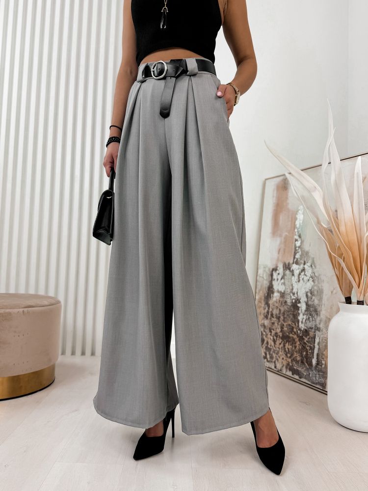 Gray wide leg trousers
