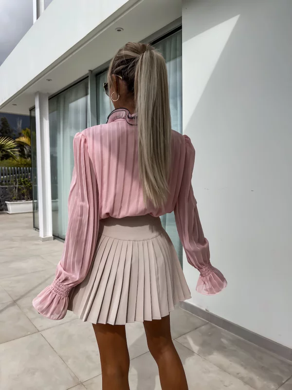 Beige pleated skirt-short - Image 4