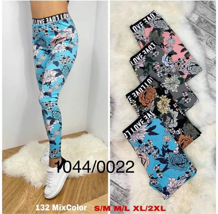 Leggings women floral blue - Image 2
