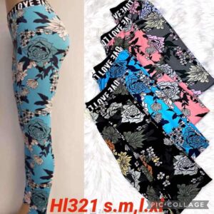 Leggings women floral blue