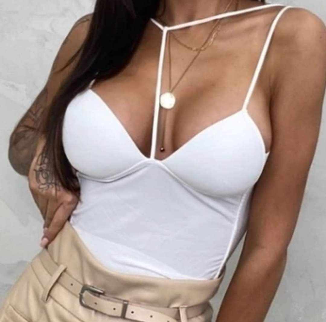 White top with thin straps