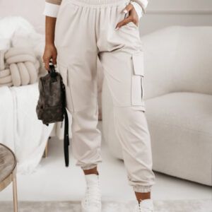 Stone cuffed cargo trousers