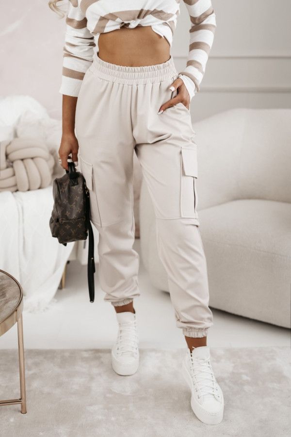 Stone cuffed cargo trousers