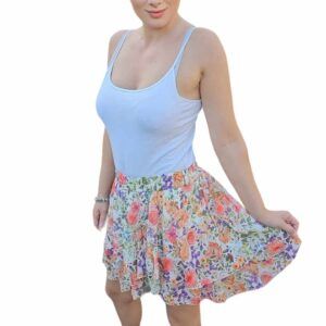 Flared floral skirt with ruffles Xs-Xl