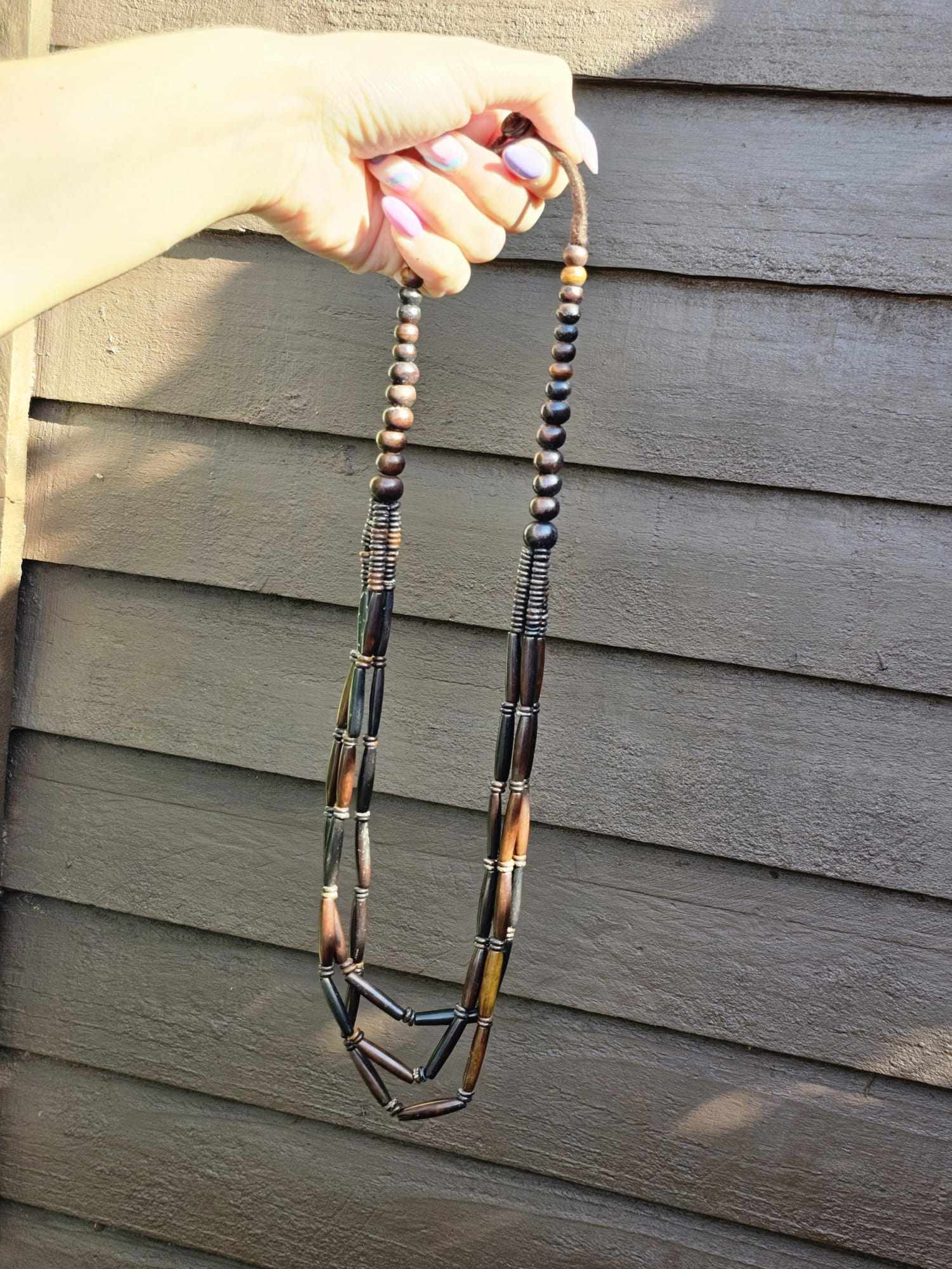 Vintage Gerda Lynggaard Style Multi Strand Dyed Bone Necklace 1950s Boho - Image 9