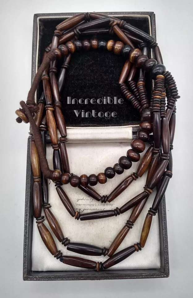 Vintage Gerda Lynggaard Style Multi Strand Dyed Bone Necklace 1950s Boho - Image 10