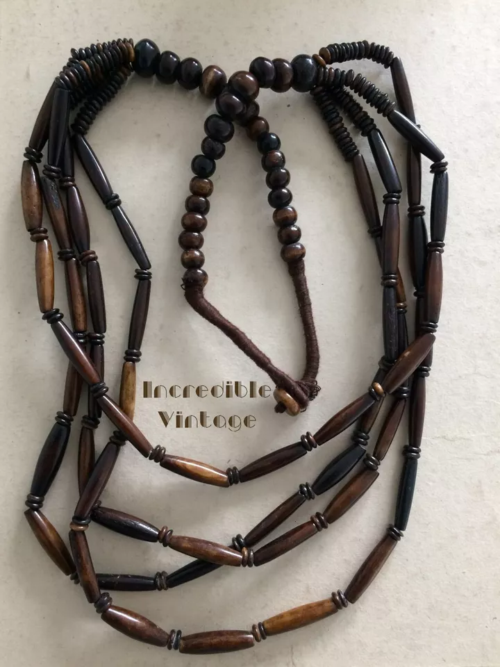 Vintage Gerda Lynggaard Style Multi Strand Dyed Bone Necklace 1950s Boho - Image 7