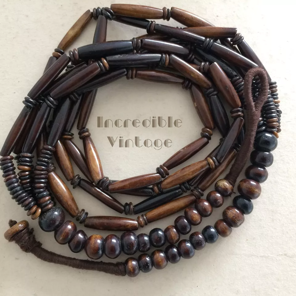 Vintage Gerda Lynggaard Style Multi Strand Dyed Bone Necklace 1950s Boho - Image 5