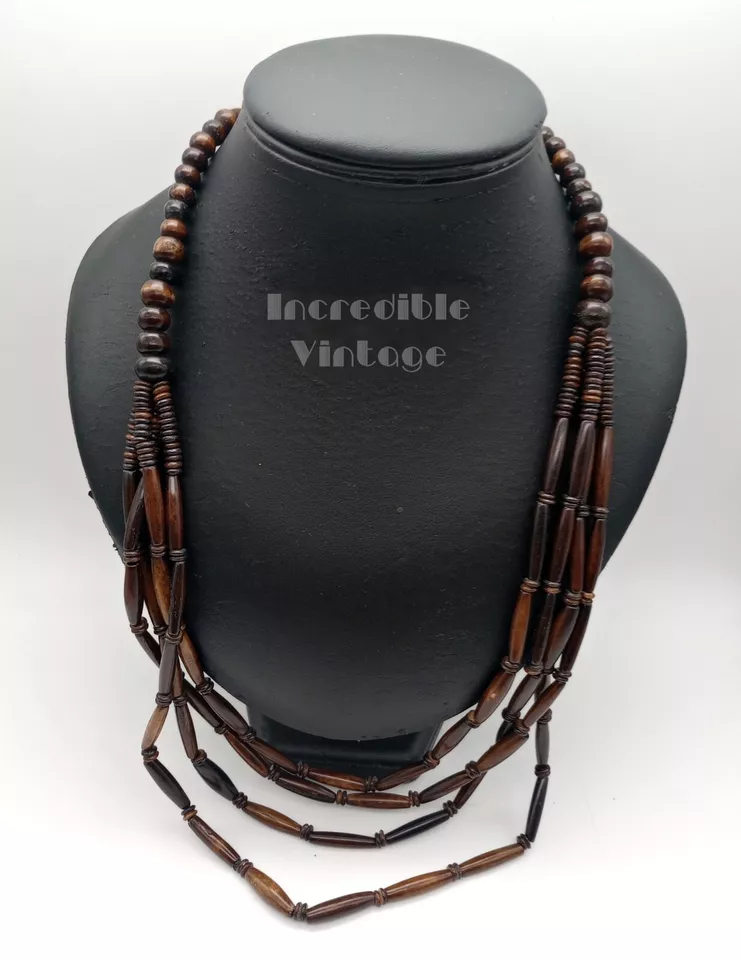 Vintage Gerda Lynggaard Style Multi Strand Dyed Bone Necklace 1950s Boho - Image 4