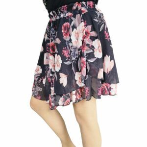 Print Tiered Frill Mini Skirt roses