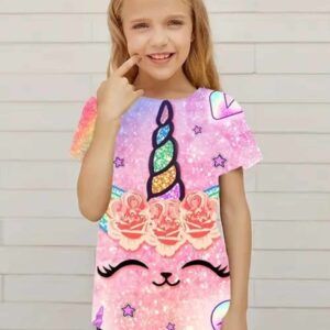 Unicorn girl T-shirt age 7-8