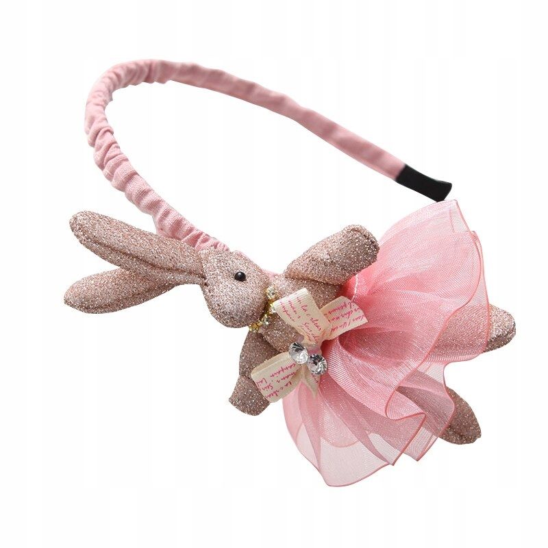 Narrow, ruffled pink bunny hairband for girls - Image 5