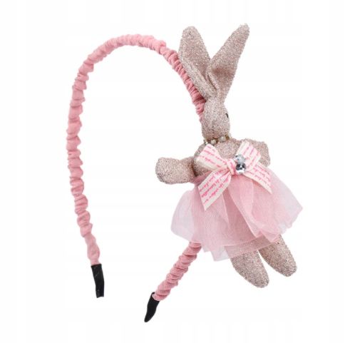 Narrow, ruffled pink bunny hairband for girls - Image 3