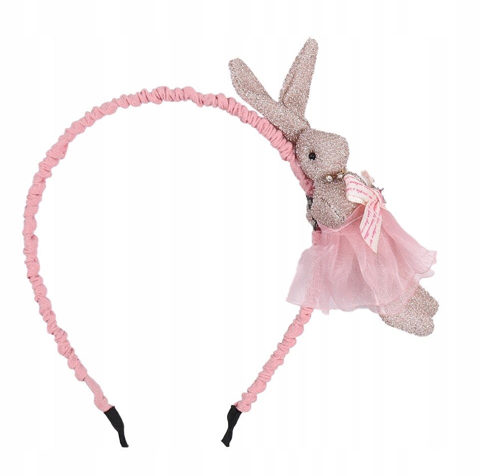 Narrow, ruffled pink bunny hairband for girls - Image 2