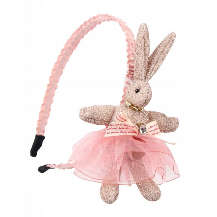 Narrow, ruffled pink bunny hairband for girls - Image 4