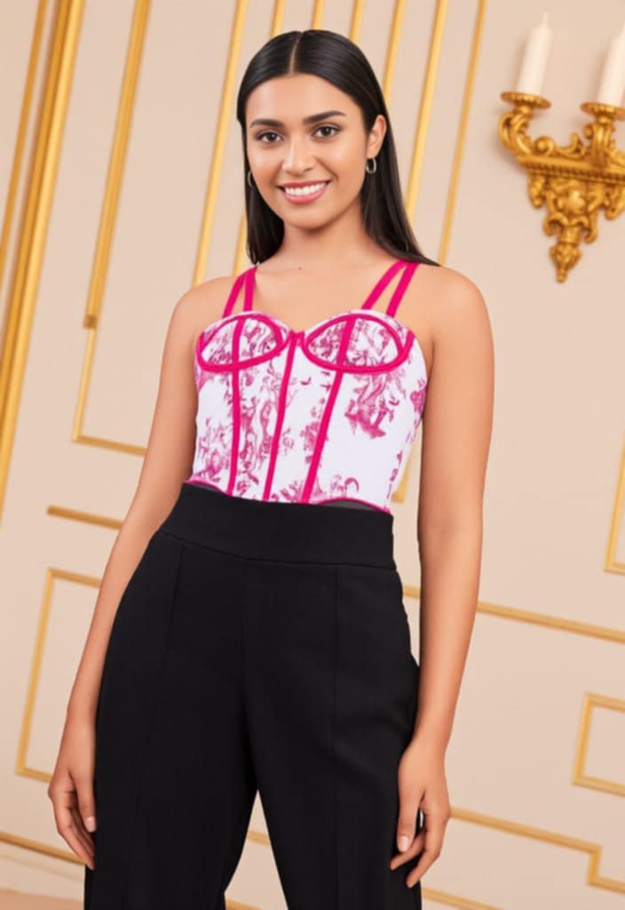 Corsé floral rosa vintage - Image 2