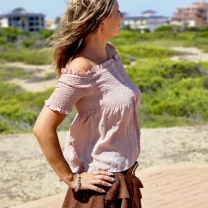 Blusa elegante con hombros descubiertos 6-8