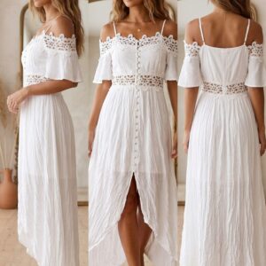 Vestido largo bohemio Luna de encaje, talla 6-8