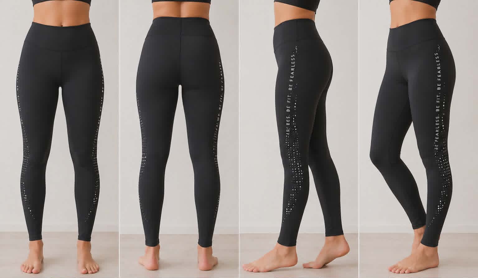 Leggings deportivos negros para mujer "Be Fit Be Fearless" Talla 12-14 - Image 3