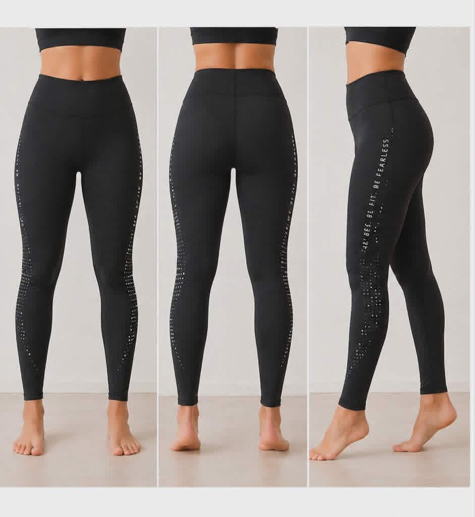 Leggings deportivos negros para mujer "Be Fit Be Fearless" Talla 12-14