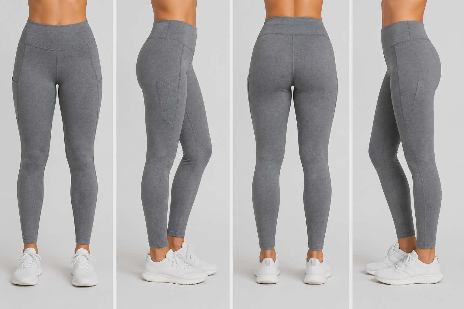 Leggings deportivos grises de talle alto, talla S/M - Image 2