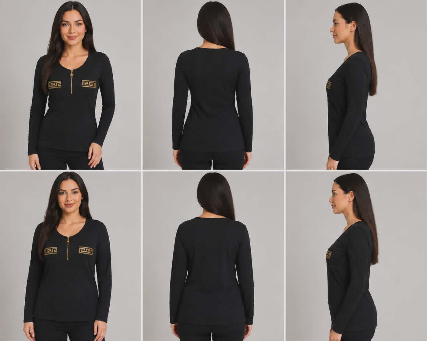 Blusa de canalé para mujer, - Negra - Image 2