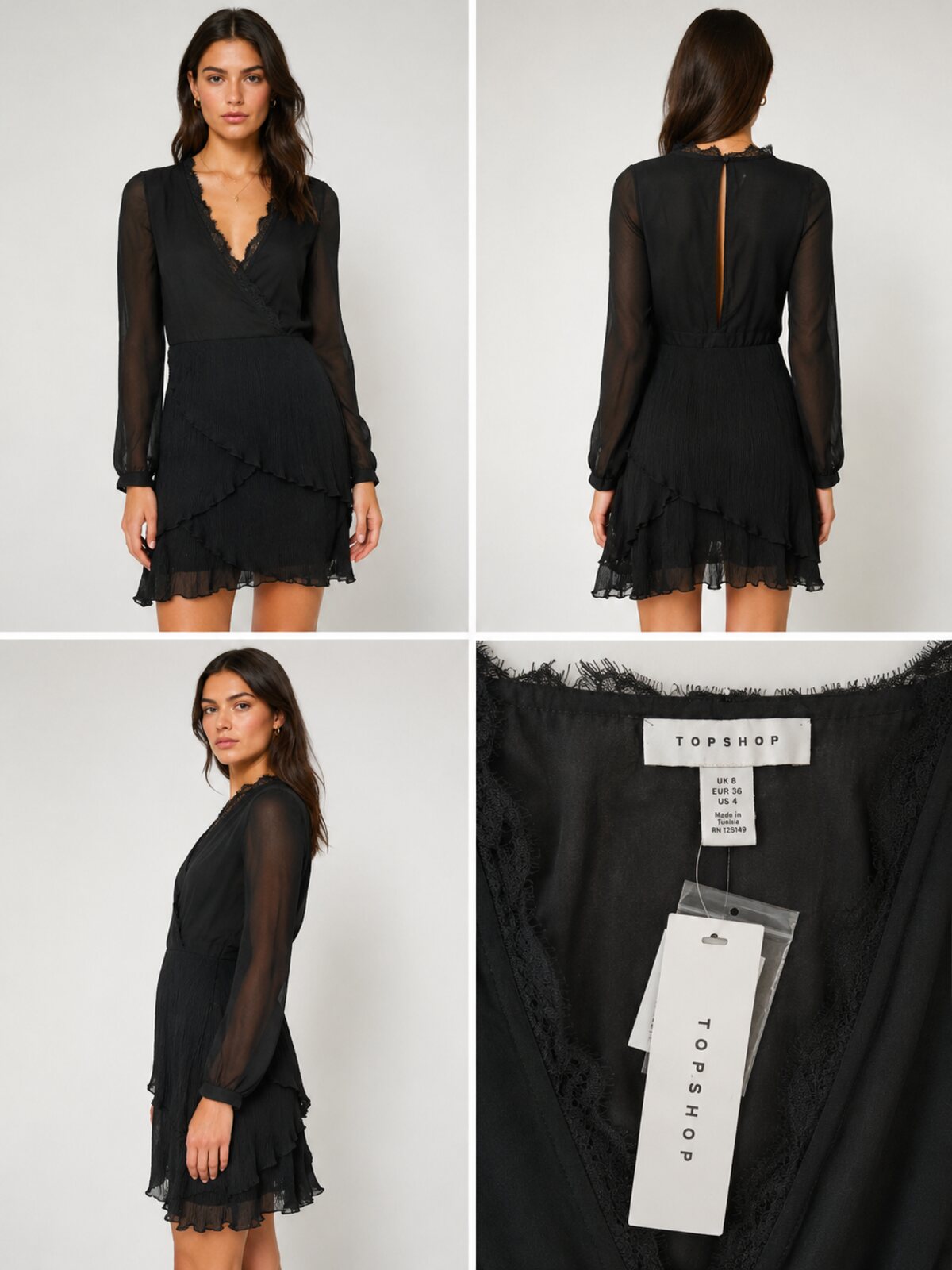 Minivestido cruzado negro de Topshop – Talla 8 (Reino Unido) - Image 2