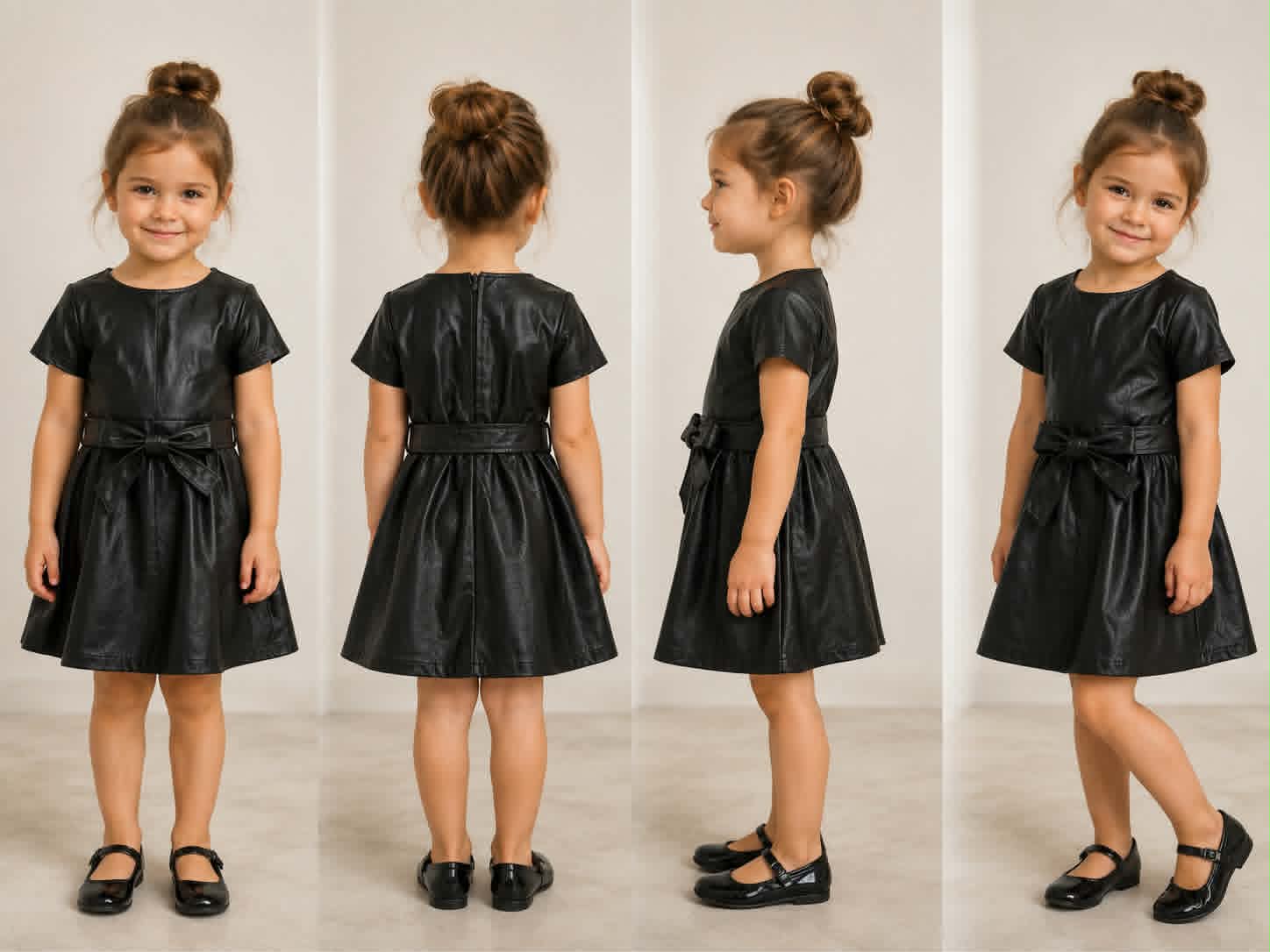 Vestido negro de piel sintética para niña (3-4 años) - Image 2