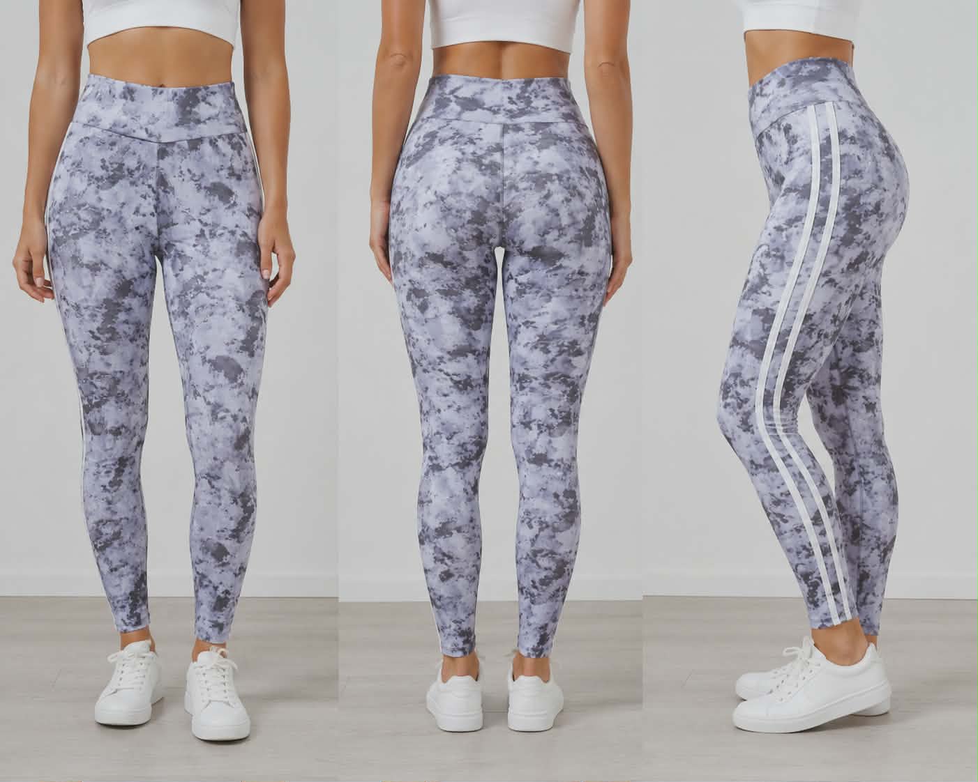 Leggings de tiro alto con estampado de mármol para mujer - Image 2