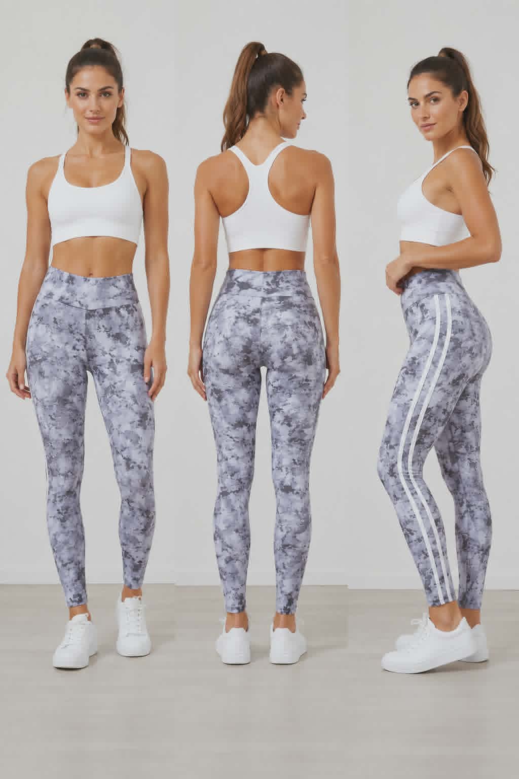 Leggings de tiro alto con estampado de mármol para mujer