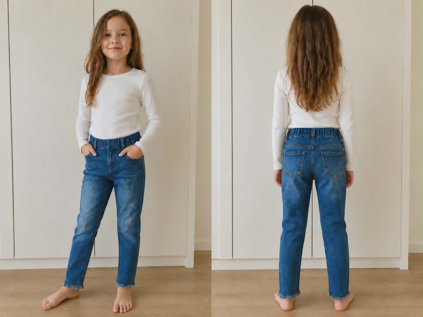 Jeggings de mezclilla elástica para niña con cintura elástica - Image 2