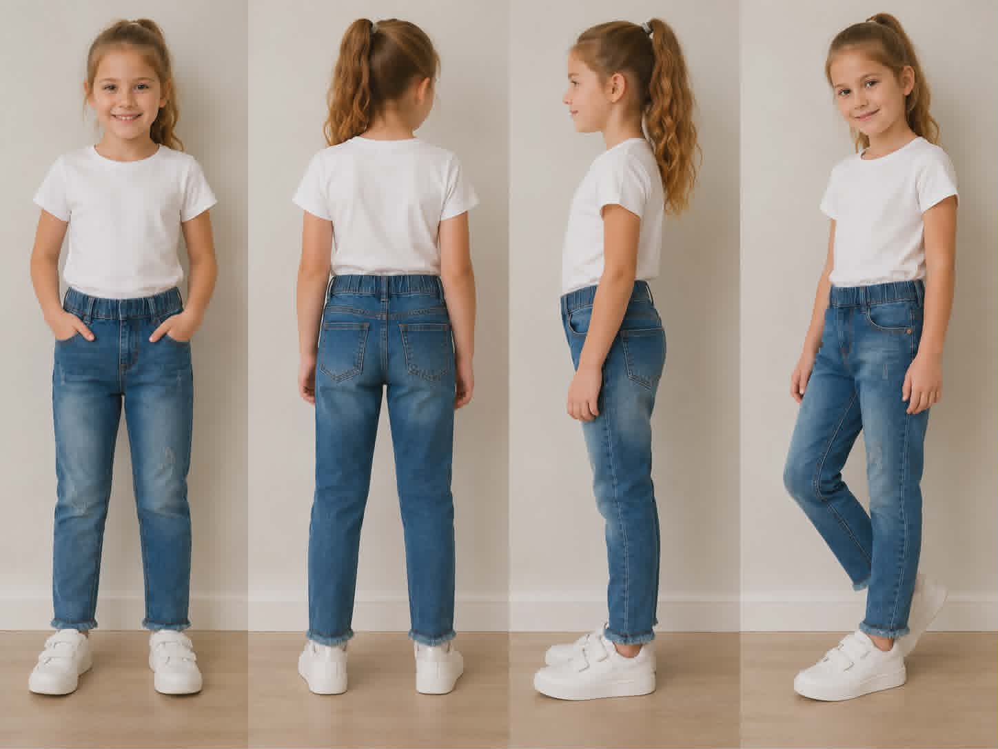 Jeggings de mezclilla elástica para niña con cintura elástica