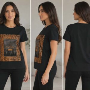 Camiseta gráfica negra para mujer "C'est Magnifique
